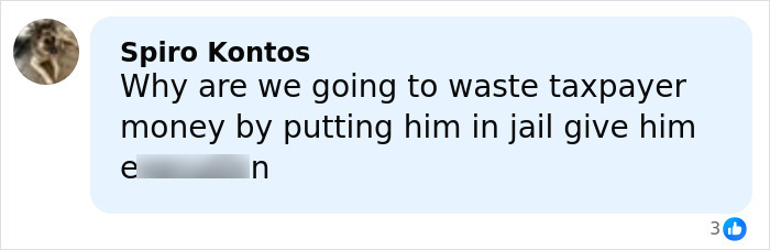 Comment by Spiro Kontos questioning wasting taxpayer money on jail for celebrity chef found guilty of family slaying on Christmas.