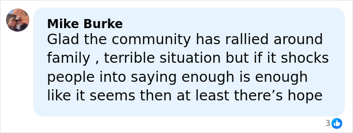 Facebook comment by Mike Burke expressing hope after pregnant woman attacked by mob of young school kids.