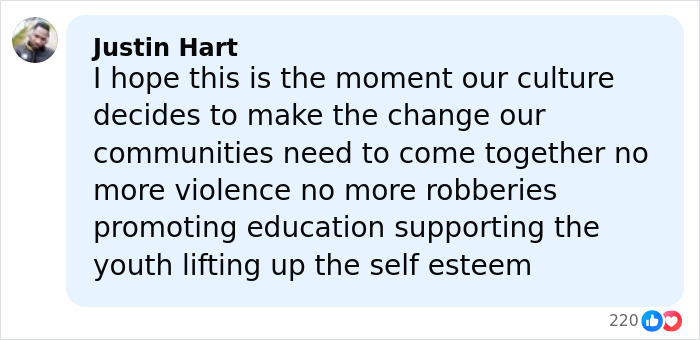 Comment from Justin Hart calling for an end to violence and promoting education after pregnant woman attacked by young school kids.
