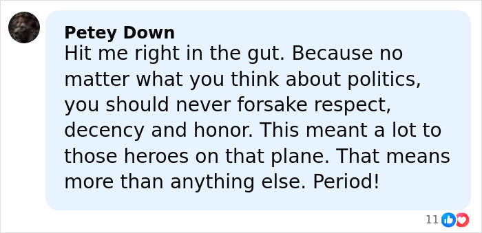 Comment on Barack Obama surprising a plane full of war veterans, highlighting respect and honor for heroes.