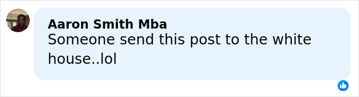 Comment from Aaron Smith Mba reacting to Barack Obama surprising a plane full of war veterans, expressing a wish to send the post to the White House.