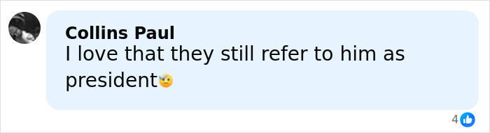 Comment from Collins Paul expressing affection for continued presidential reference, with a smiling emoji.