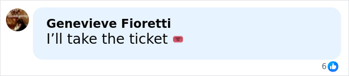 Chat comment from Genevieve Fioretti saying I'll take the ticket with a ticket emoji, related to golden ticket offer at Thanksgiving parade. Chat comment from Genevieve Fioretti saying I'll take the ticket with a ticket emoji, related to golden ticket offer at Thanksgiving parade.