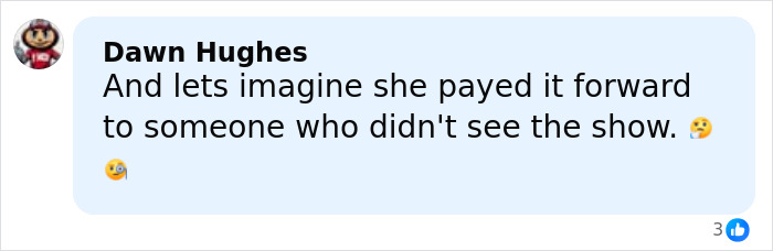 Comment from Dawn Hughes imagining a little girl paying forward a golden ticket offer reaction from Thanksgiving parade viral post. Comment from Dawn Hughes imagining a little girl paying forward a golden ticket offer reaction from Thanksgiving parade viral post.
