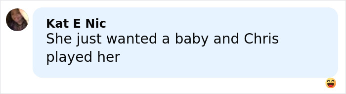 Comment from a user reacting to Chris Hughes' confession on a reality TV show, with emojis expressing amusement.