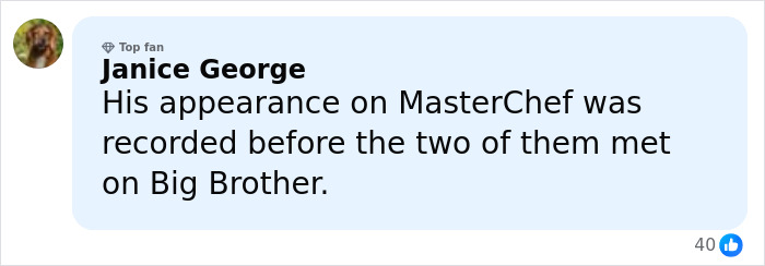 Comment from Janice George on reality TV, discussing MasterChef and Big Brother appearance before meeting JoJo Siwa's fans.