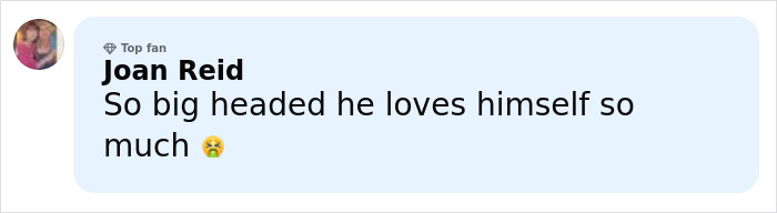 Comment by a top fan Joan Reid expressing frustration about self-love in a casual social media post related to JoJo Siwa's fans.