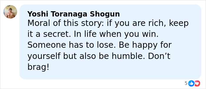 Comment by Yoshi Toranaga Shogun advising humility after winning, related to crypto scammer behind $500M scheme in Dubai.