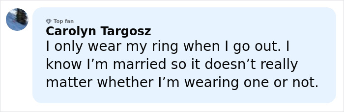 Comment from Carolyn Targosz addressing ringless photo rumors related to JD Kirk and Usha Vance marriage status online. Comment from Carolyn Targosz addressing ringless photo rumors related to JD Kirk and Usha Vance marriage status online.