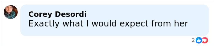 Comment by Corey Desordi saying exactly what I would expect from her, supporting Katy Perry in a social media post. Comment by Corey Desordi saying exactly what I would expect from her, supporting Katy Perry in a social media post.