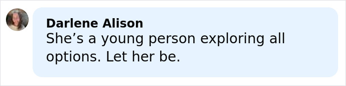 Lingerie with a train worn by a young woman speaking in a comment about exploring all options and acceptance.