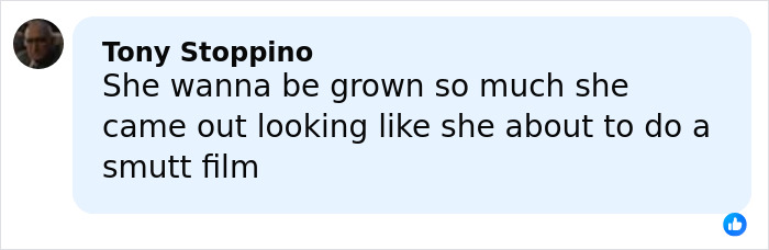 Comment text on social media criticizing Millie Bobby Brown&rsquo;s lingerie with a train look on the Stranger Things red carpet.