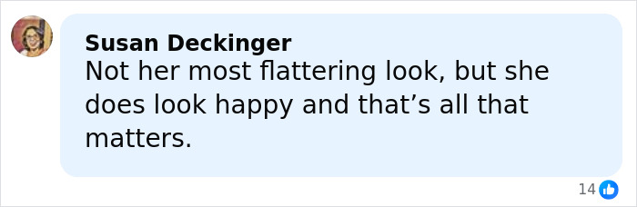 Comment by Susan Deckinger discussing a lingerie with a train look and noting the person appears happy despite criticism.