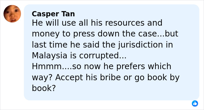 Comment discussing corruption and bribes in Malaysia relating to a case involving a provocative influencer found in hotel bathtub. Comment discussing corruption and bribes in Malaysia relating to a case involving a provocative influencer found in hotel bathtub.