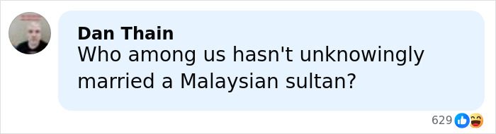 Text message on a social media post mentioning unknowingly marrying a Malaysian sultan, related to singer divorce demand.