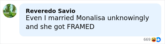 Comment saying even I married Monalisa unknowingly and she got framed, referencing accidental marriage and divorce demand.