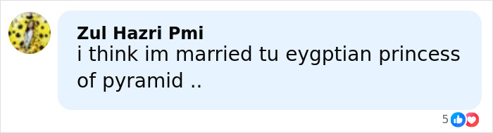 Comment mentioning accidental marriage to a Malaysian ex-king, seeking a proper divorce, shown in a social media post.