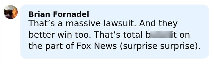 Comment by Brian Fornadel criticizing Fox News over a lawsuit amid backlash on religious podcast involving Kristen Bell. Comment by Brian Fornadel criticizing Fox News over a lawsuit amid backlash on religious podcast involving Kristen Bell.