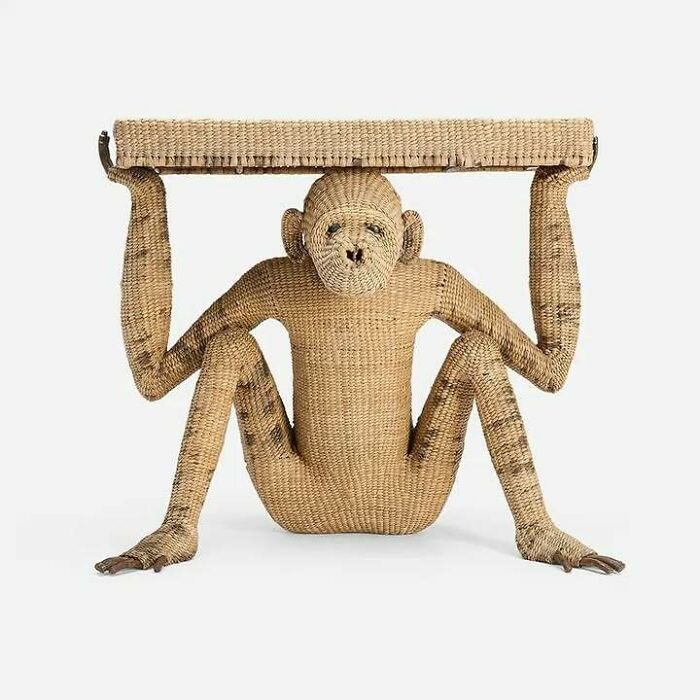Woven wicker monkey table, a very old object showcasing craftsmanship that tells stories about our ancestors.