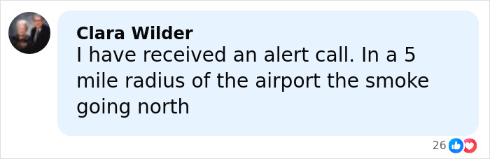 Screenshot of a social media alert describing a terrifying UPS plane crash near the airport with smoke visible going north.