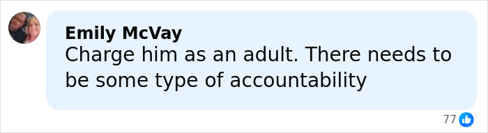 Facebook comment from Emily McVay demanding accountability after stepsibling under investigation in teen's body case on Carnival Cruise