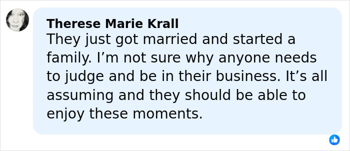 Comment by Therese Marie Krall about judging Millie Bobby Brown and Jake Bongiovi’s personal life and family moments online. Comment by Therese Marie Krall about judging Millie Bobby Brown and Jake Bongiovi’s personal life and family moments online.