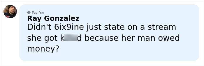 Comment mentioning 6ix9ine and questioning if singer DELAROSA was k****d in LA over a debt dispute, suspects still at large. Comment mentioning 6ix9ine and questioning if singer DELAROSA was k****d in LA over a debt dispute, suspects still at large.
