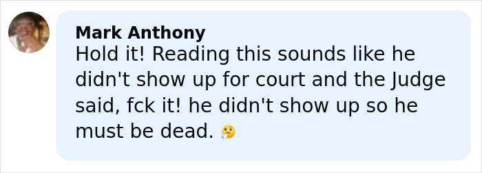 Comment by Mark Anthony discussing a court case involving a dad found deceased before sentencing. Comment by Mark Anthony discussing a court case involving a dad found deceased before sentencing.