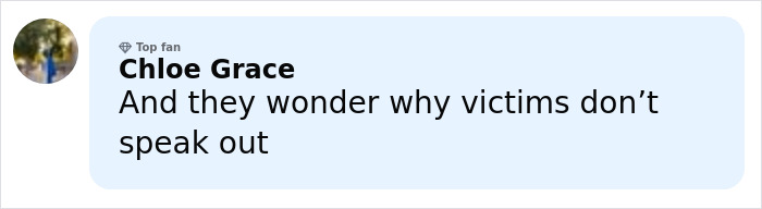 Comment from Chloe Grace expressing frustration about victim silence amid protests erupting across Oklahoma.