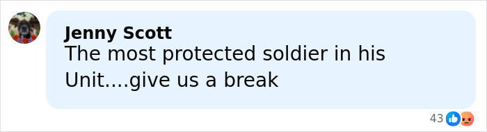 Comment criticizing Veterans Day post for Prince Harry, mentioning protected soldier and giving a break.