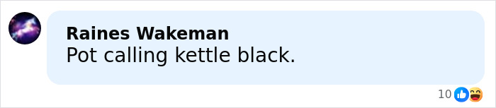 Comment saying pot calling kettle black with reactions, referring to karma related to Tom Cruise and Nicole Kidman split.