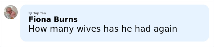Comment from Fiona Burns asking how many wives Tom Cruise has had, displayed in a social media style format.