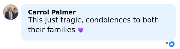 Comment by Carrol Palmer expressing condolences to families after daughters lose their lives on vacation amid travel warnings.
