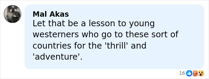 Comment warning against travel after daughters lose their lives on vacation, highlighting parents&rsquo; concerns and government criticism.