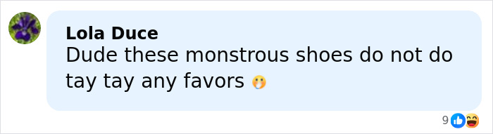 Comment criticizing Sabrina Carpenter's shoe choice sparking doubt about Taylor Swift's friendship with her.