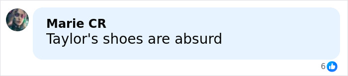 Social media comment questioning Taylor Swift's friendship with Sabrina Carpenter over her shoe choice.