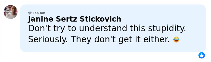 Comment from Janine Sertz Stickovich about the viral 6,7 meme, expressing confusion and disbelief in an online discussion.