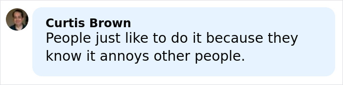 Screenshot of a social media comment by Curtis Brown about people annoying others, related to the Elizabeth Olsen viral meme discussion.