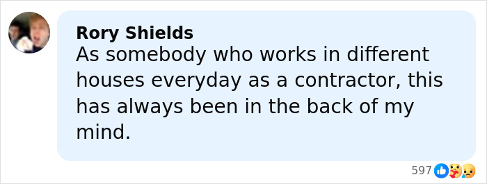Comment from Rory Shields reflecting on the tragic loss of a cleaning lady and his personal thoughts as a contractor.