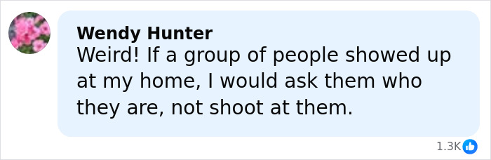 Comment by Wendy Hunter expressing disbelief at people being shot instead of questioned, referencing a cleaning lady tragedy.