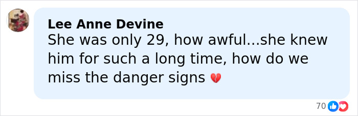 Comment expressing grief and concern over missing danger signs before the newlywed couple found lifeless in their car.