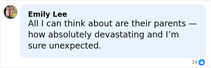 Comment expressing sorrow and shock about the devastating loss of a newlywed couple found lifeless in their car.