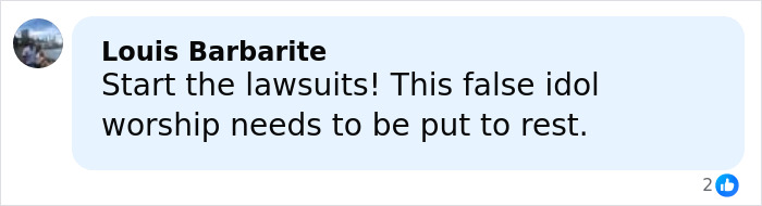 Comment by Louis Barbarite calling for lawsuits amid biologist&rsquo;s life controversy following Charlie Kirk comment debate.