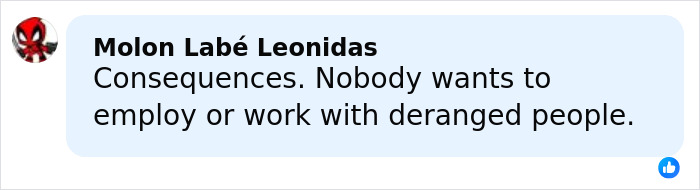 Comment by Molon Lab&eacute; Leonidas on social media, discussing consequences related to biologist&rsquo;s life and national debate.