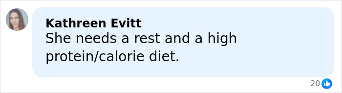 Comment by Kathreen Evitt discussing rest and diet advice amid Ariana Grande diagnosis during Wicked press tour.