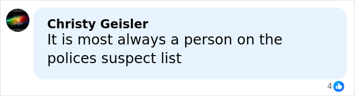 Comment by Christy Geisler stating it is usually a person on the police suspect list in discussion about Jack The Ripper's real identity.