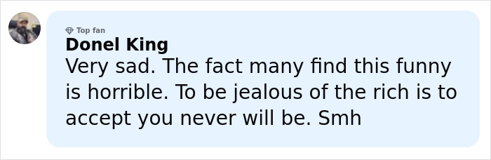 Comment by Top Fan Donel King expressing sadness about reactions to a crypto scammer behind $500M scheme news.