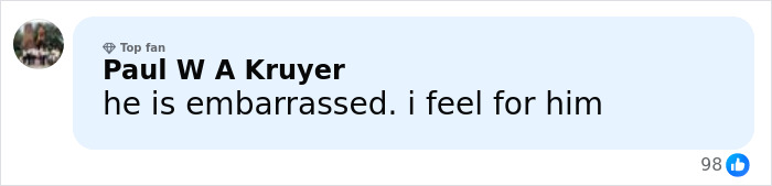 Comment by top fan Paul W A Kruyer expressing sympathy for a politician embarrassed after his daughter revealed her adult content creator career.