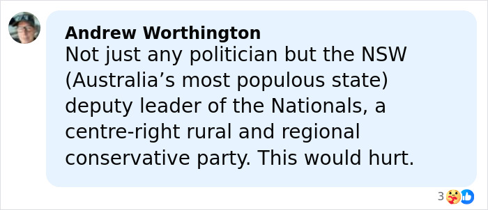 Comment from Andrew Worthington about NSW deputy leader of Nationals facing impact after daughter reveals adult content creator status.