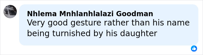 Comment on social media post discussing politician resigning after daughter reveals adult content creator status, highlighted by user Nhlema Mnhlanhlalazi Goodman.